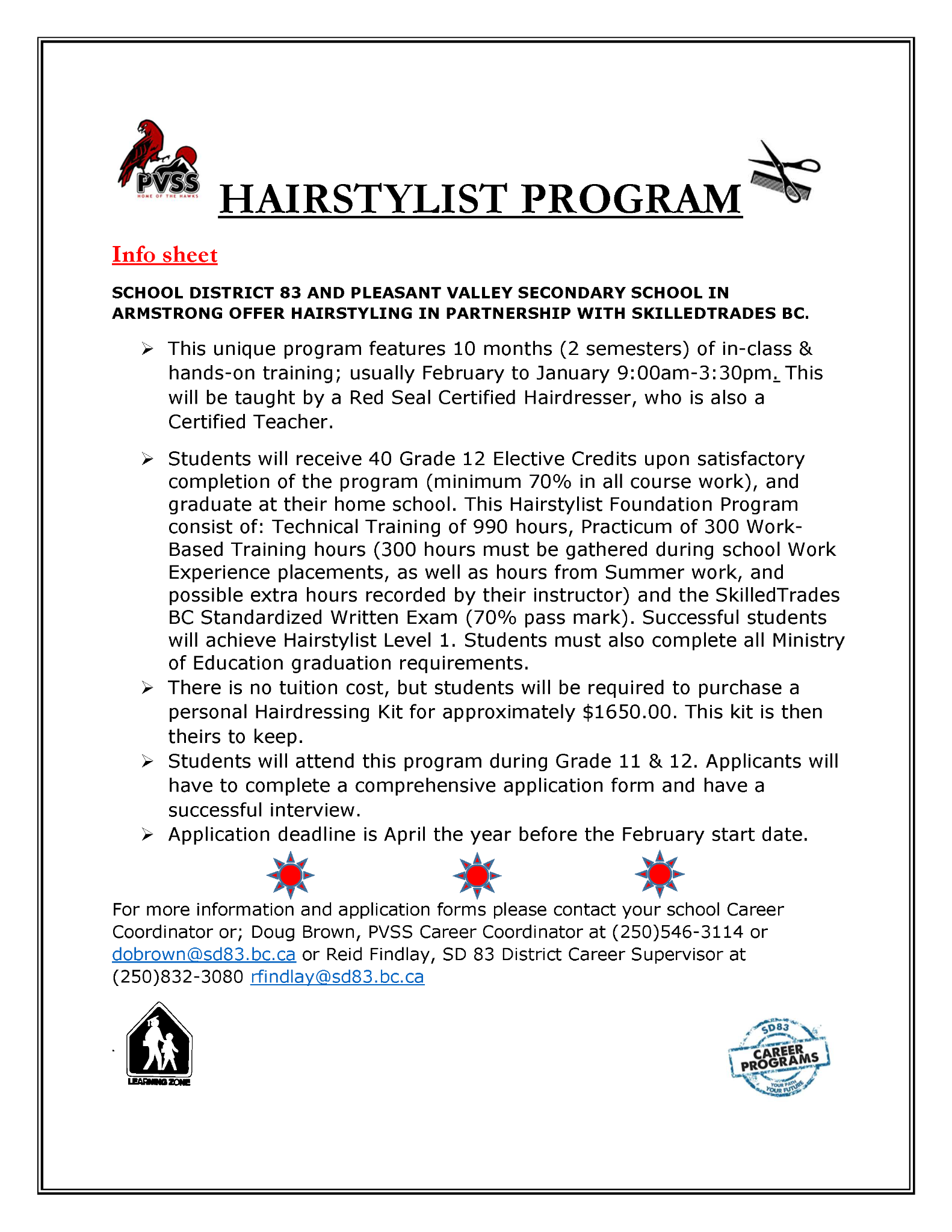 HAIRSTYLIST PROGRAM info sheet